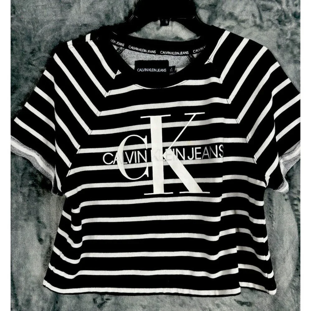 Calvin klein T Shirt Crop Top Black/White Medium Shirt - Picture 8 of 15